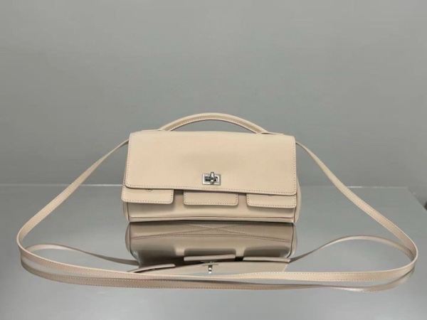 Balenciaga Bel Air Clutch Beige Silver